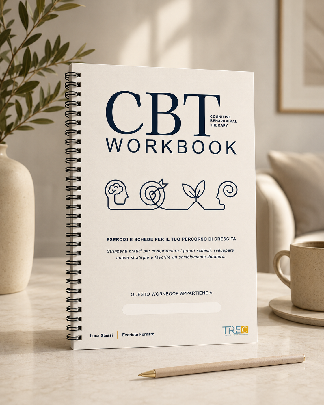 CBT Workbook di Trec Alimentazione — quaderno a spirale con esercizi e schede per la terapia dell'ansia